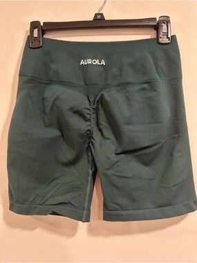 AUROLA Women's Dark Green High-Rise Athletic Bike Shorts